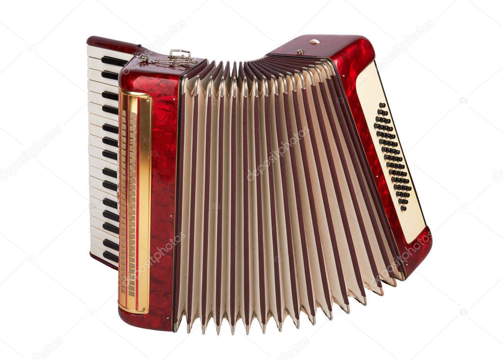 Retro accordion isolated on white background