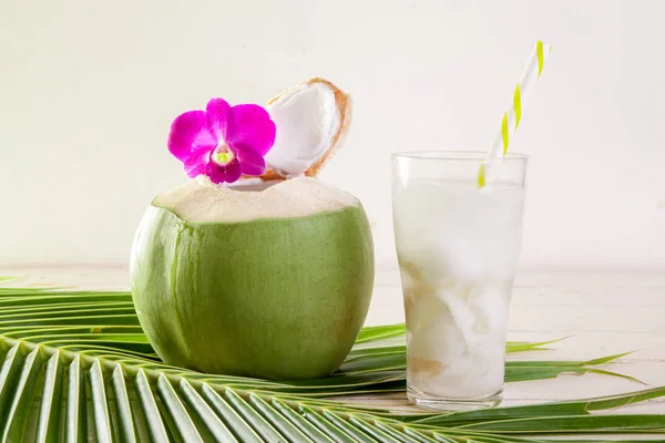 Zumo Coco Beber Agua Coco — Foto de Stock