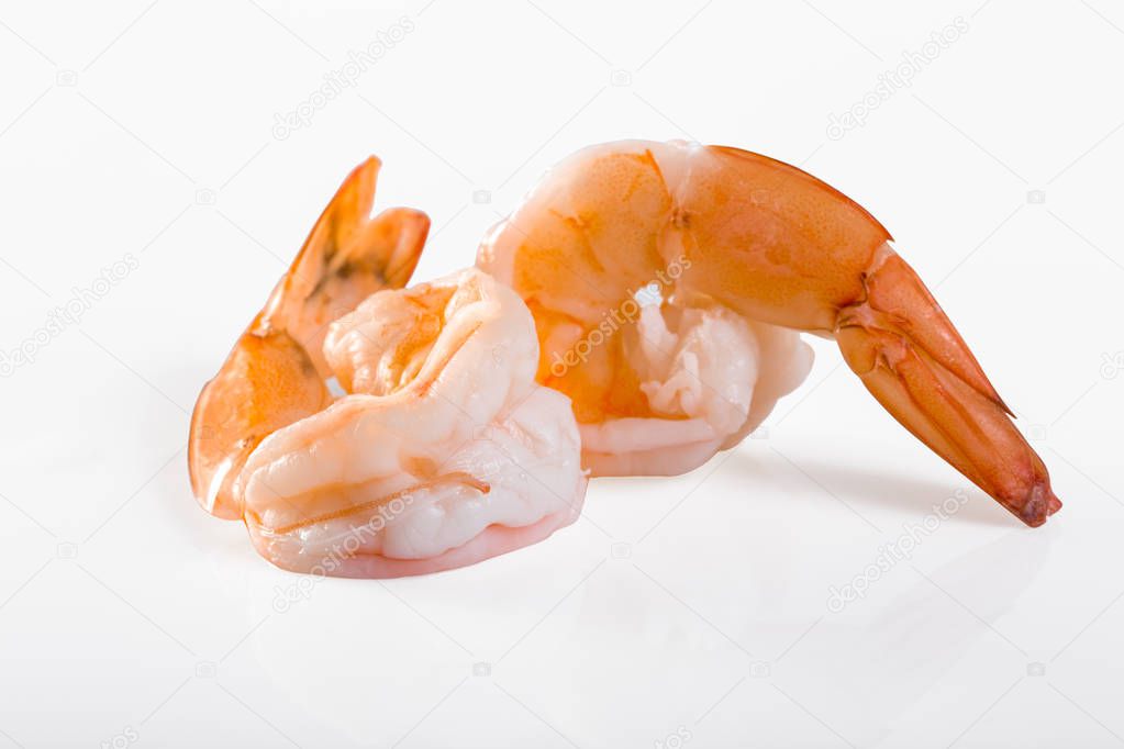 Fresh shrimp isolated on the white background