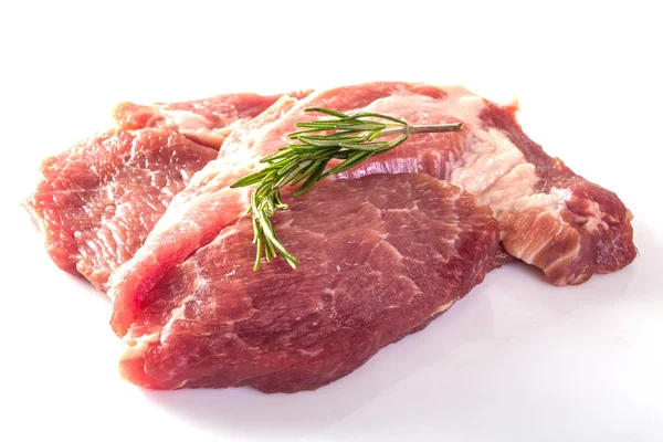 Frisches Rohes Schweinehals Isoliert Auf Weiß — Stockfoto