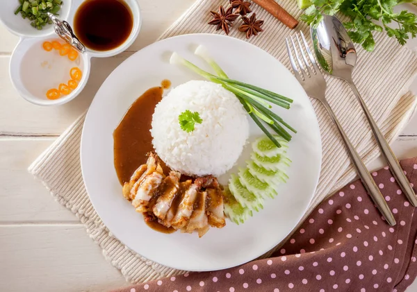 Crispy roast pork with rice