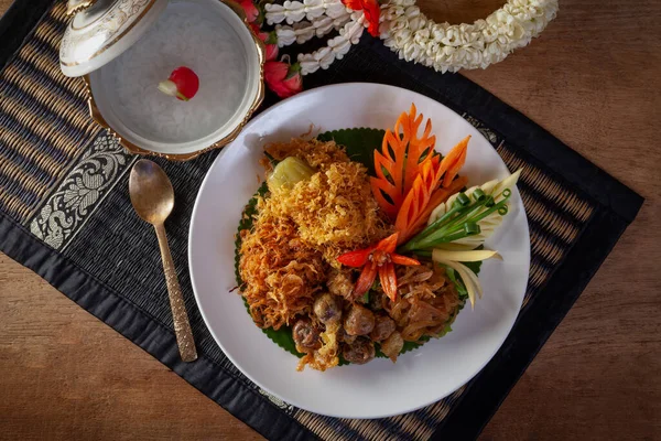 Kao Chae Arroz Cocido Empapado Agua Helada Comido Con Comida — Foto de Stock