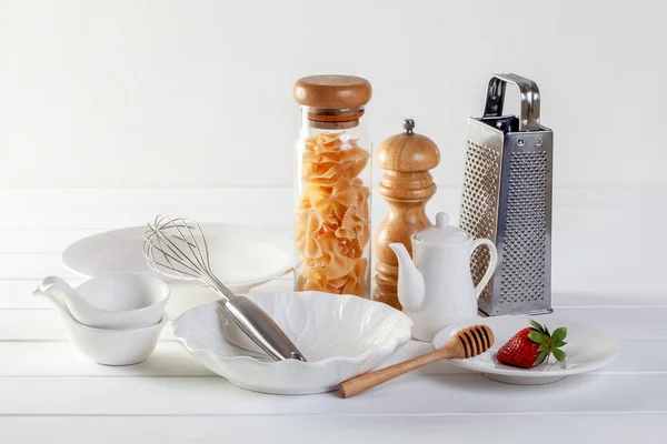 Plate Bowl Equipment Ingredients Cooking — Stock Photo, Image