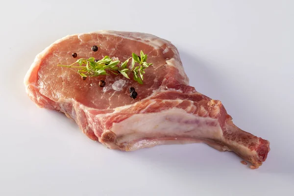 Frische Schweinekoteletts Rippen Kochen Steak — Stockfoto