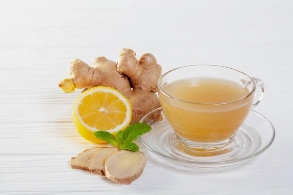 Ingwer Und Zitrone Frischer Cocktail Immuntherapie Drink — Stockfoto