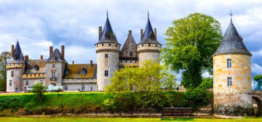 Fransa Loire Vadisi'nin büyük kaleler. Sully-sur-loire, panoramik görünüm.