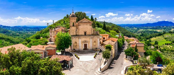 Sate Medievale Tradiționale Din Italia Borgo Pitoresc Casperia Vedere Biserică — Fotografie, imagine de stoc