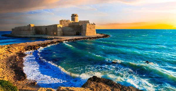 Castella Isola Capo Rizzuto Fantastické Místo Středověký Hrad Moři Crotone — Stock fotografie