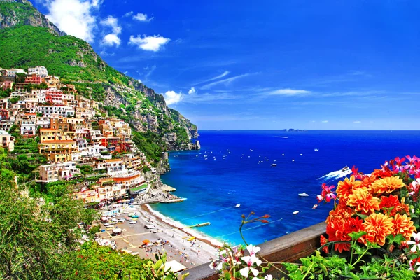 Güzel Positano Muhteşem Amalfi Coast Talya — Stok fotoğraf