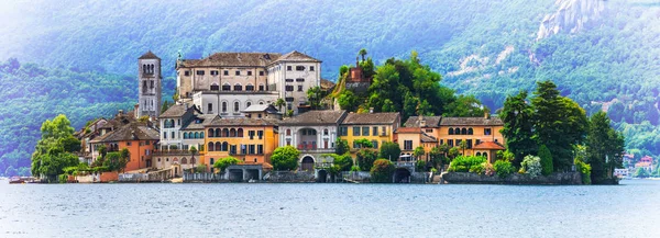 Fantastiska Unika Mitt Sjön Orta San Giulio Piemonte Italien — Stockfoto