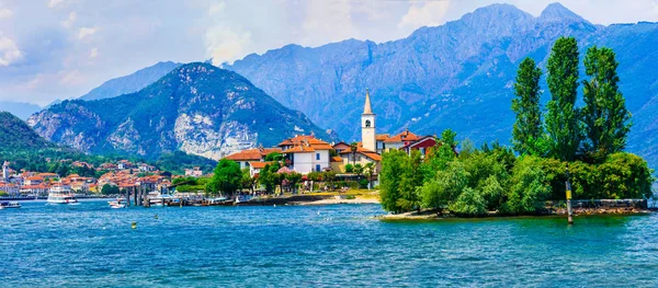 Piękne Romańskie Jezioro Lago Maggiore Isola Dei Pescatori Włochy — Zdjęcie stockowe