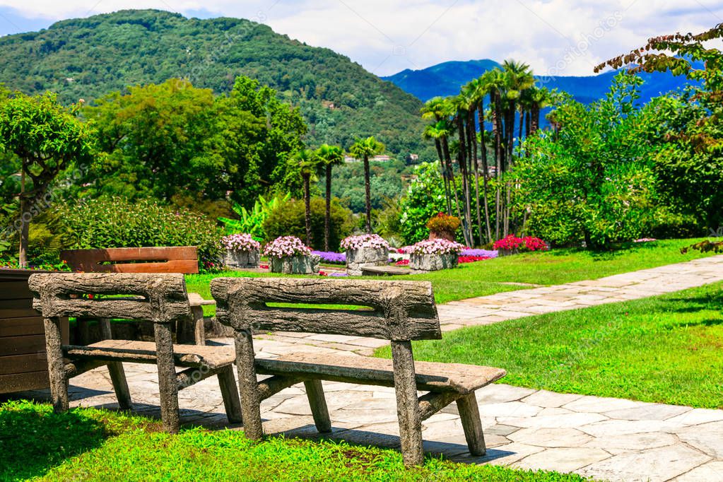 Villa Taranto with beautiful botanical garden and park .Lake Maggiore,north Italy.