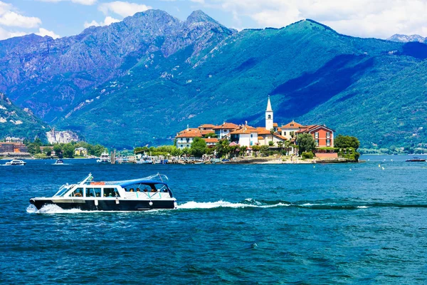 Natursköna Lago Maggiore Bildmässigt Borromeo Öarna Isola Dei Pescatori Norra — Stockfoto