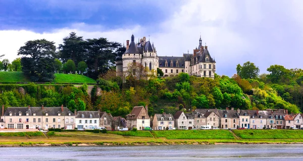 Beautiful Chaumont Sur Loire Village View Old Castle River Houses Stock Picture