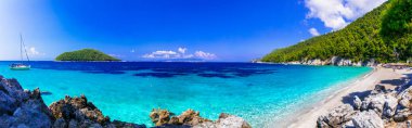 Skopelos Island beutiful plajları. Kastani plaj. Sporades, Yunanistan 