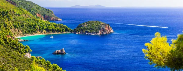 Лучший Острова Скопелос Панорама Красивого Пляжа Стафилос Греция — стоковое фото