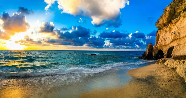 Schöner Sonnenuntergang Meer Strand Von Tropea Kalabrien Italien — Stockfoto