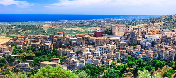 Pięknego Średniowiecznego Miasteczka Corigliano Calabro Panoramiczny Widok Calabria Włochy — Zdjęcie stockowe