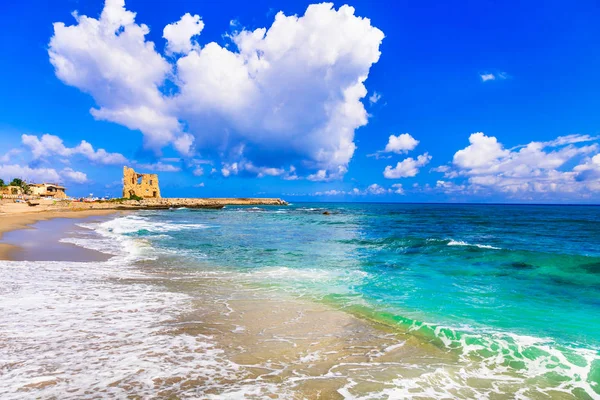 Coastal Landscape Calabria Briatico View Old Saracen Tower Italy — Stock Photo, Image