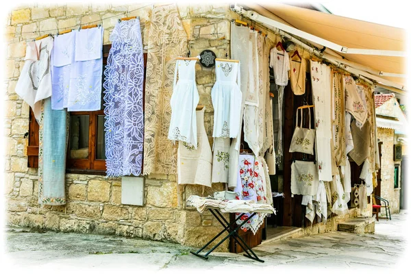 Traditional Village Omodos Lace Workshops Cyprus Island — Stock Photo, Image