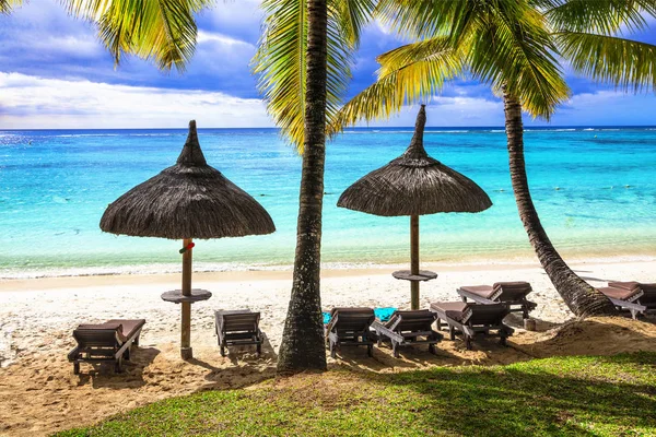 Tropikal Plaj Sahne Mauritius Adası Relaksin Tatil — Stok fotoğraf