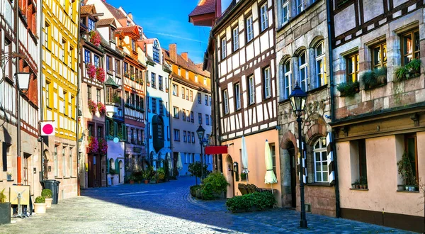 Hagyományos Favázas Házak Régi Nürnberg Város Utazd Németországot — Stock Fotó