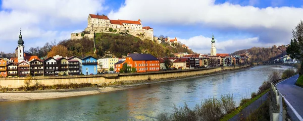 Melhores Lugares Baviera Alemanha Medieval Burghausen Cidade Com Castelo Velho — Fotografia de Stock