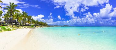 Mauritius Adası'nın muhteşem tropik sahne - beyaz sahilleri
