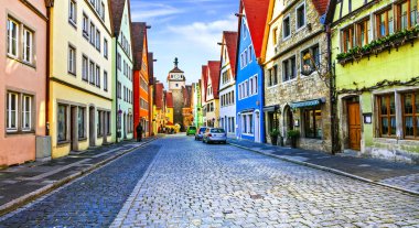 Almanya - Rothenburg ob der Tauber Bavyera yerlerinden. Ünlü renkli evleri