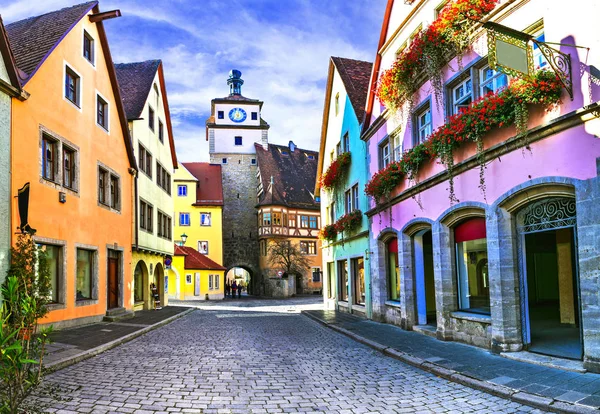Zabytki Niemiec Rothenburg Der Tauber Bawarii Słynny Tradycyjnej Wioski — Zdjęcie stockowe