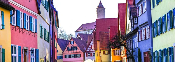 Кращі Баварія Німеччина Старе Місто Dinkelsbuhl Традиційними Різнокольоровими Будинками — стокове фото
