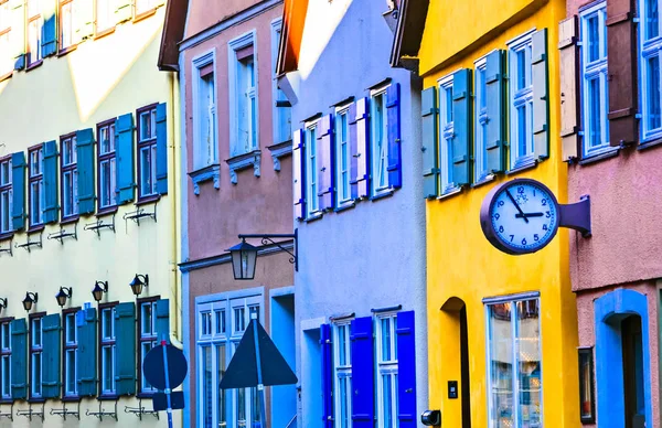 Traditionella Färgglada Hus Gamla Staden Dinkelsbühl Bayern Tyskland — Stockfoto