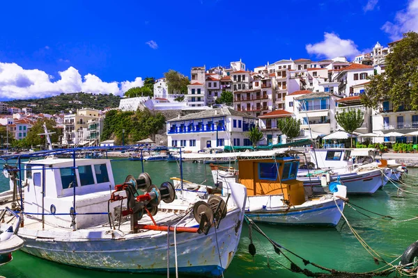 Traditionella Färgglada Grekland Serien Gamla Hamnen Skopelos Sporaderna — Stockfoto