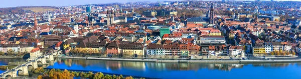 Zabytki Niemiec Gród Średniowieczny Würzburg Zobacz Bavaria Panoramic — Zdjęcie stockowe