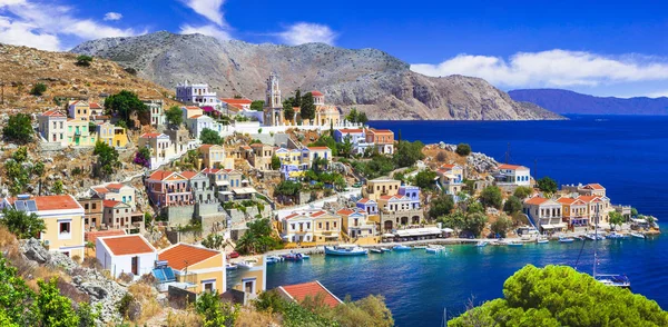 Παραδοσιακά Πολύχρωμα Ελλάδα Σειρά Όμορφο Νησί Σύμη — Φωτογραφία Αρχείου