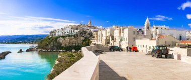 Güzel Vieste köy, panoramik, Puglia, İtalya
