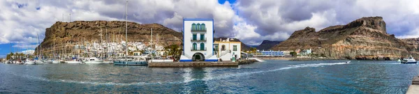 Marina Pitoresca Puerto Mogan Gran Canaria Vista Panorâmica Espanha — Fotografia de Stock