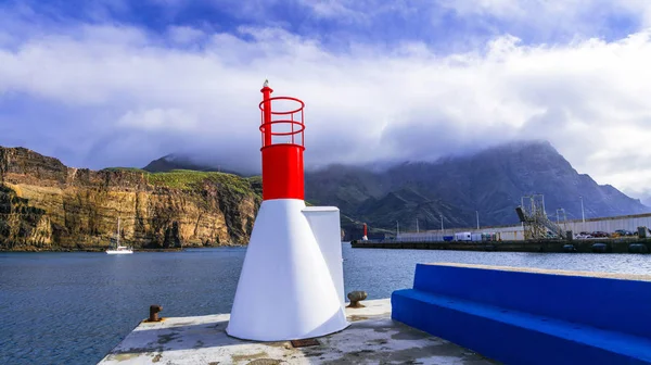 Puerto Las Nieves Zobrazení Majákem Gran Canaria Datlovník Španělsko — Stock fotografie