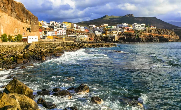 Paisaje Gran Canaria Puerto Sardina Ciudad Costera Atardecer España —  Fotos de Stock