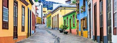 Colorful old streets of Los llanos de Aridane. traditional architecture.La Palma island,Spain  clipart