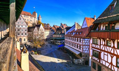  old town of medieval Nuremberg with traditional architecture, v clipart
