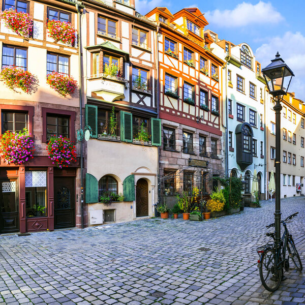 Old streets of Nuremberg town,Germany.