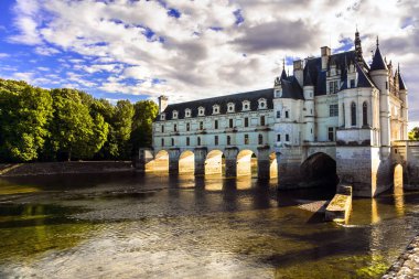 Majestic Chenonceau castle over sunset, Beautiful castles of Loire valley,France. clipart