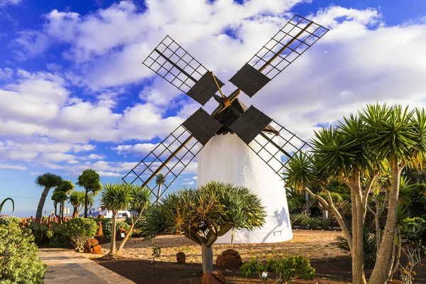 Zajímavosti ostrova Fuerteventura - tradiční větrný mlýn v Antigua village. — Stock fotografie