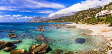 Güzel plajları, Crete Adası. Plakias Güney. Yunanistan