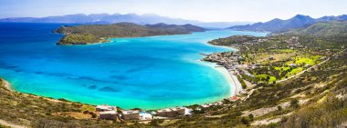 Doğal Doğa ve güzel plajları, Crete Adası. Spinalonga görünümünü.