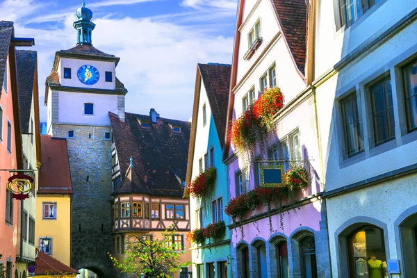 Németország - Rothenburg ob der Tauber tereptárgyak. Híres útvonal "Romantic.Bavaria — Stock Fotó
