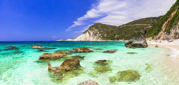 Melhores praias da Grécia - Petani em Kefalonia, ilhas ionianas — Fotografia de Stock