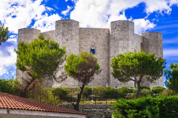 Egyedi nyolcszögletű Castle Castel Del Monte-UNESCO World Heritag — Stock Fotó