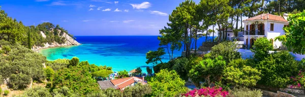 그리스 시리즈의 가장 아름다운 해변 - 사모스 섬에서 레모노키아 해변. — 스톡 사진